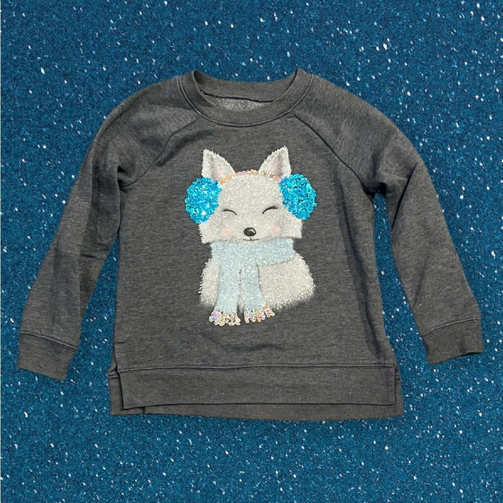 Cute Gray Kids Sweatshirt with Fox Design EUC